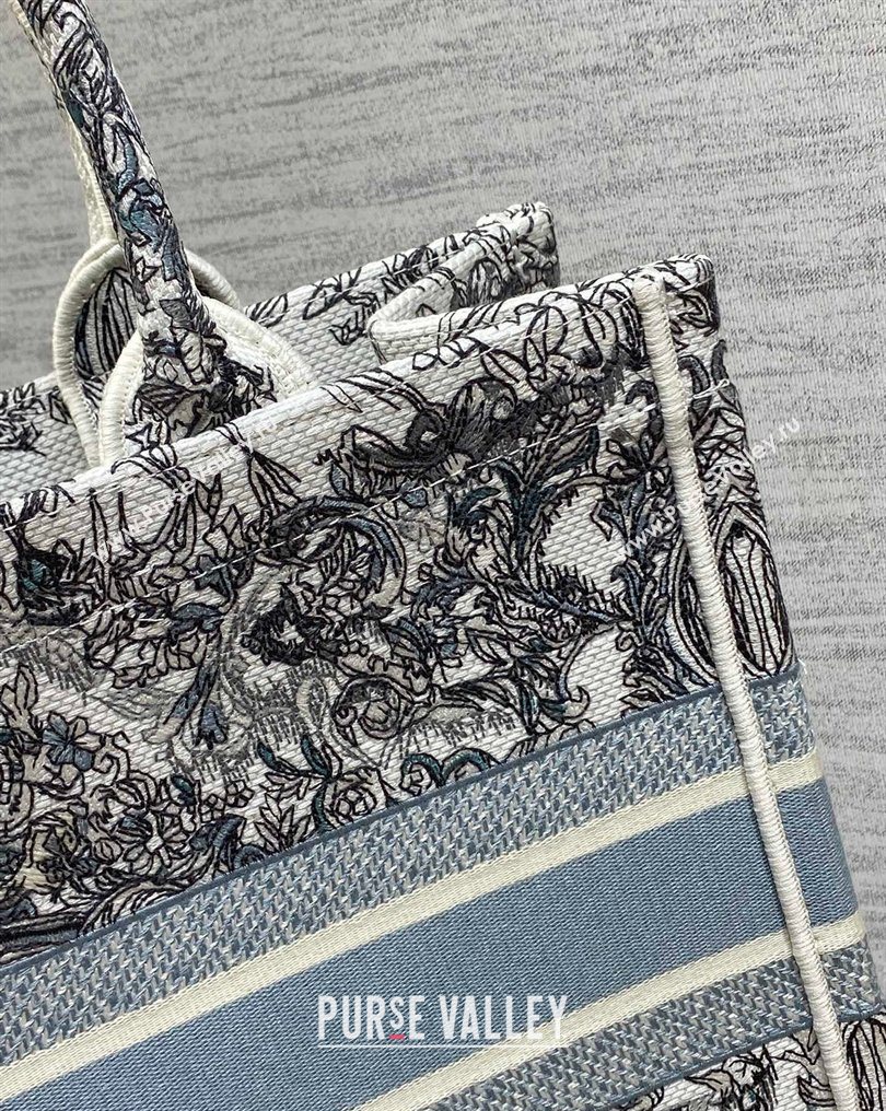 Dior Medium Book Tote Bag in Blue Dior Stella Baroque Embroidery 2026 0126 (XXG-260126082)