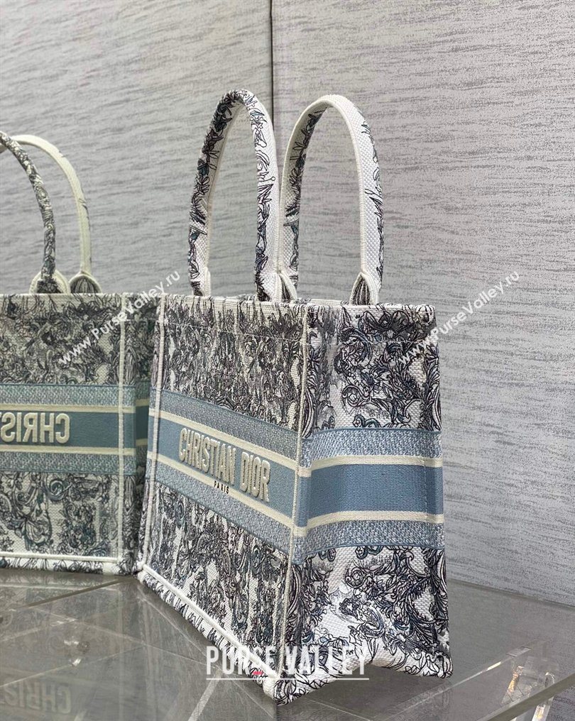 Dior Medium Book Tote Bag in Blue Dior Stella Baroque Embroidery 2026 0126 (XXG-260126082)