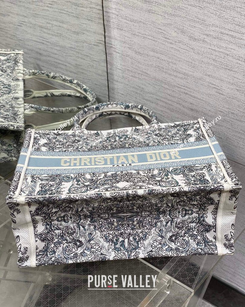 Dior Medium Book Tote Bag in Blue Dior Stella Baroque Embroidery 2026 0126 (XXG-260126082)