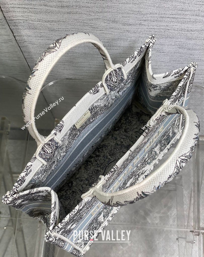 Dior Medium Book Tote Bag in Blue Dior Stella Baroque Embroidery 2026 0126 (XXG-260126082)