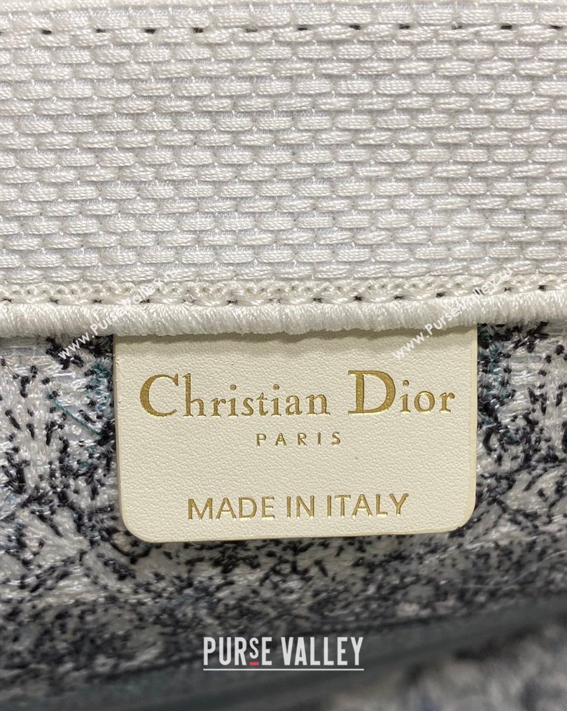 Dior Medium Book Tote Bag in Blue Dior Stella Baroque Embroidery 2026 0126 (XXG-260126082)