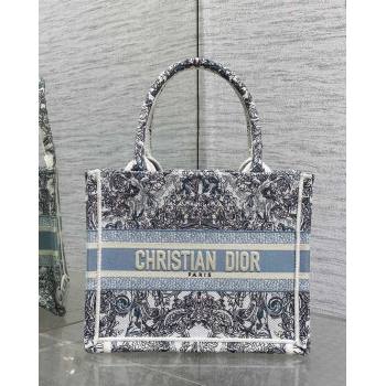 Dior Small Book Tote Bag in Blue Dior Stella Baroque Embroidery 2026 0126 (XXG-260126083)