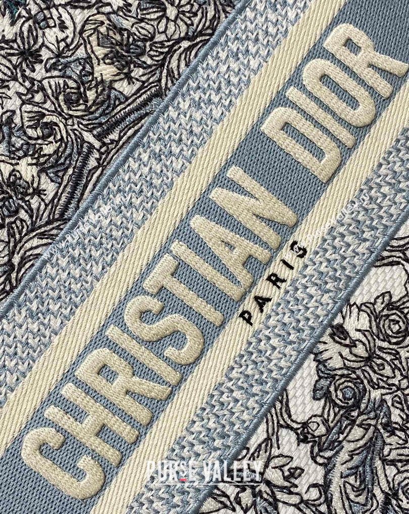 Dior Small Book Tote Bag in Blue Dior Stella Baroque Embroidery 2026 0126 (XXG-260126083)