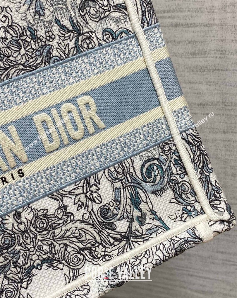 Dior Small Book Tote Bag in Blue Dior Stella Baroque Embroidery 2026 0126 (XXG-260126083)