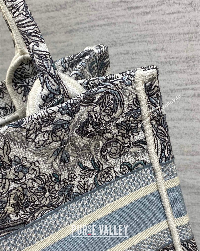 Dior Small Book Tote Bag in Blue Dior Stella Baroque Embroidery 2026 0126 (XXG-260126083)