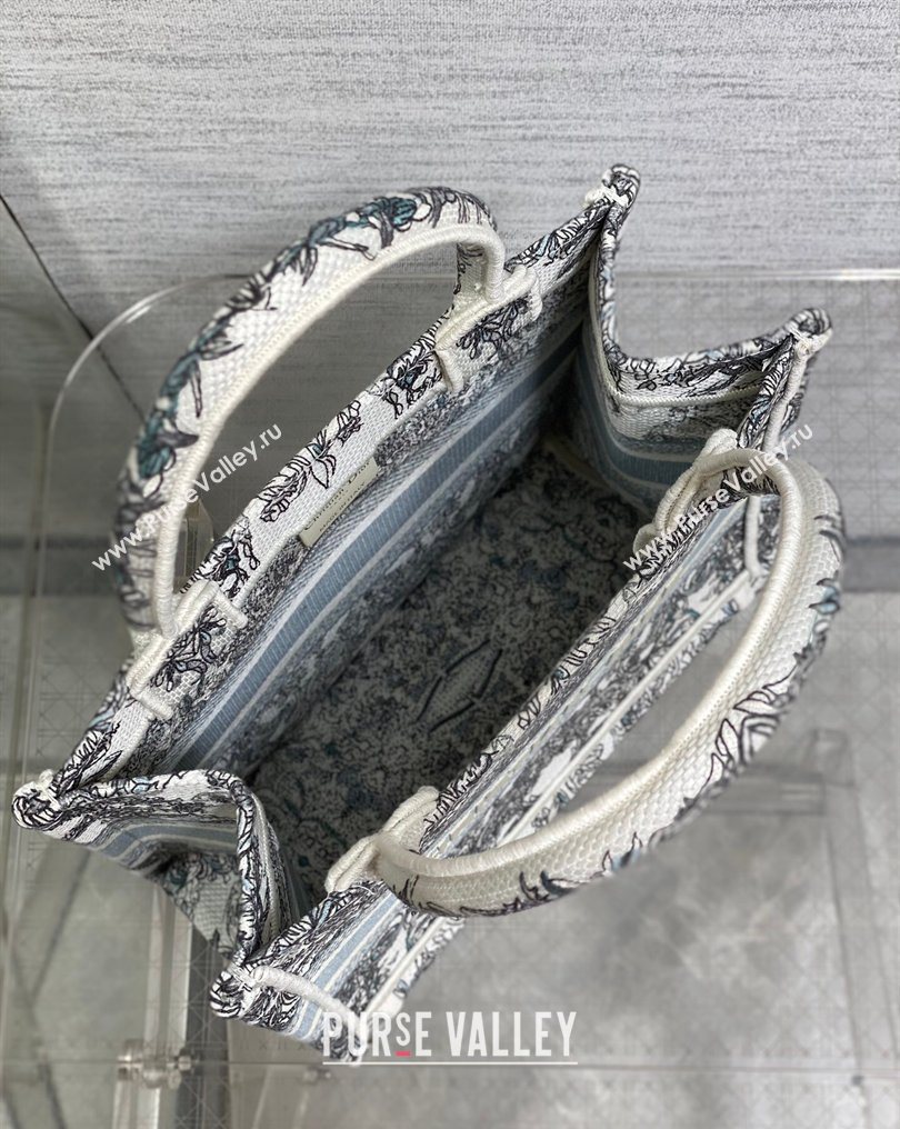 Dior Small Book Tote Bag in Blue Dior Stella Baroque Embroidery 2026 0126 (XXG-260126083)