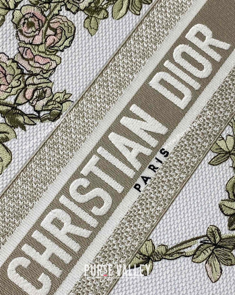 Dior Medium Book Tote Bag in Multicolor Amour de Roses Embroidery and Latte White Calfskin 2026 0126 (XXG-260126084)