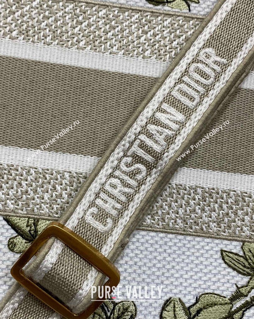 Dior Medium Book Tote Bag in Multicolor Amour de Roses Embroidery and Latte White Calfskin 2026 0126 (XXG-260126084)