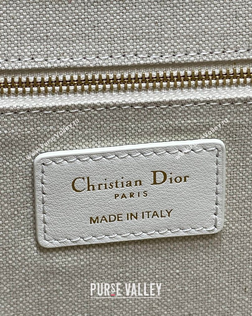 Dior Medium Book Tote Bag in Multicolor Amour de Roses Embroidery and Latte White Calfskin 2026 0126 (XXG-260126084)