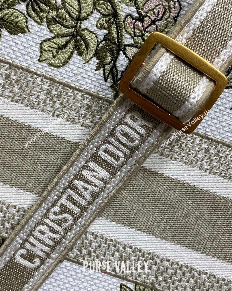 Dior Small Book Tote Bag in Multicolor Amour de Roses Embroidery and Latte White Calfskin 2026 0126 (XXG-260126085)