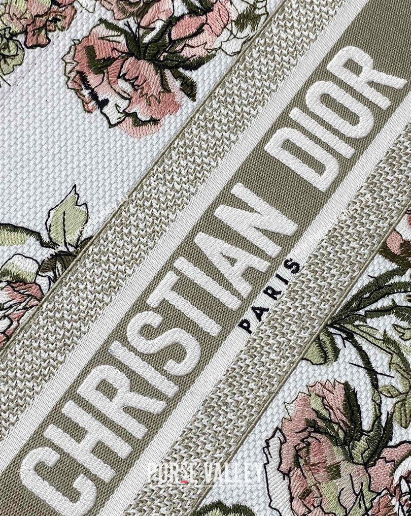 Dior Medium Book Tote Bag in Multicolor Roses Embroidery and Latte White Calfskin 2026 0125 (XXG-260126086)