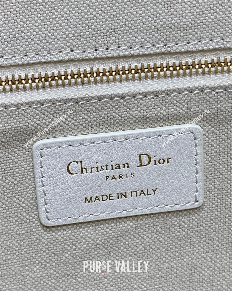Dior Medium Book Tote Bag in Multicolor Roses Embroidery and Latte White Calfskin 2026 0125 (XXG-260126086)