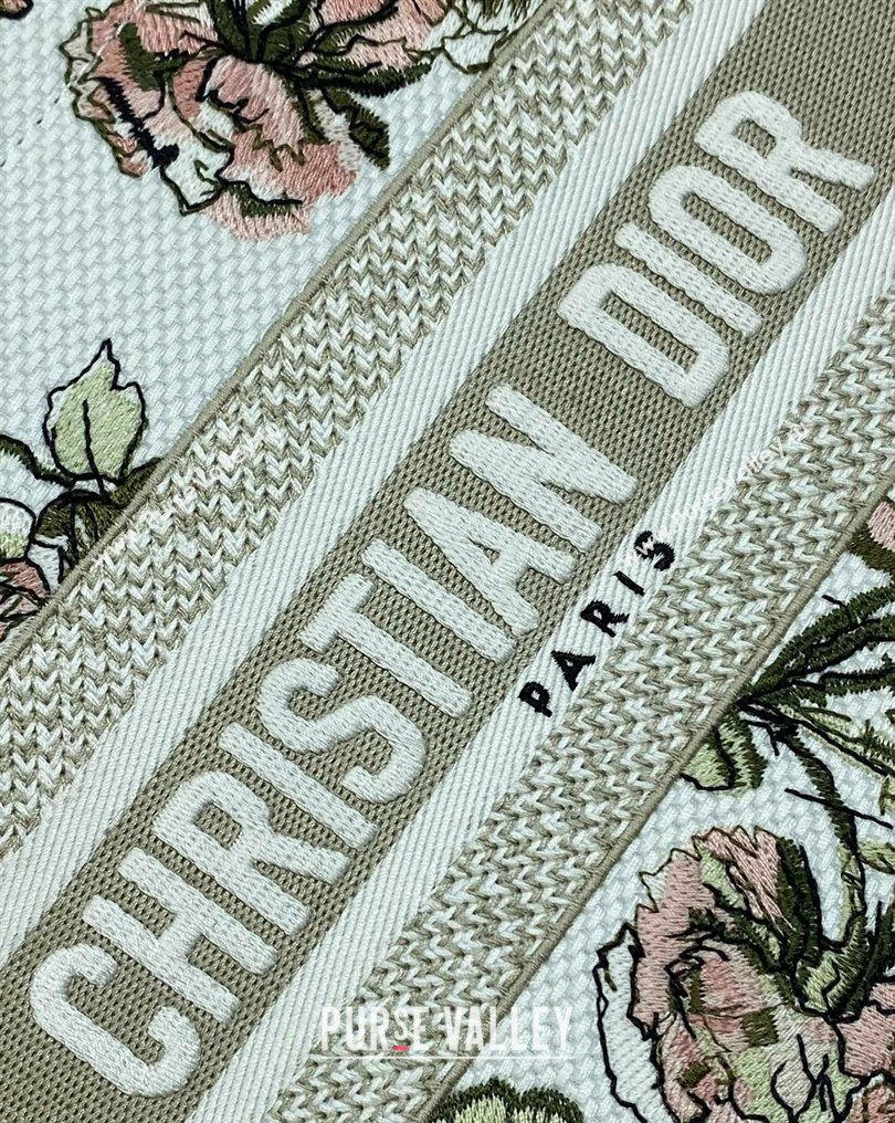 Dior Small Book Tote Bag in Multicolor Roses Embroidery and Latte White Calfskin 2026 0125 (XXG-260126087)