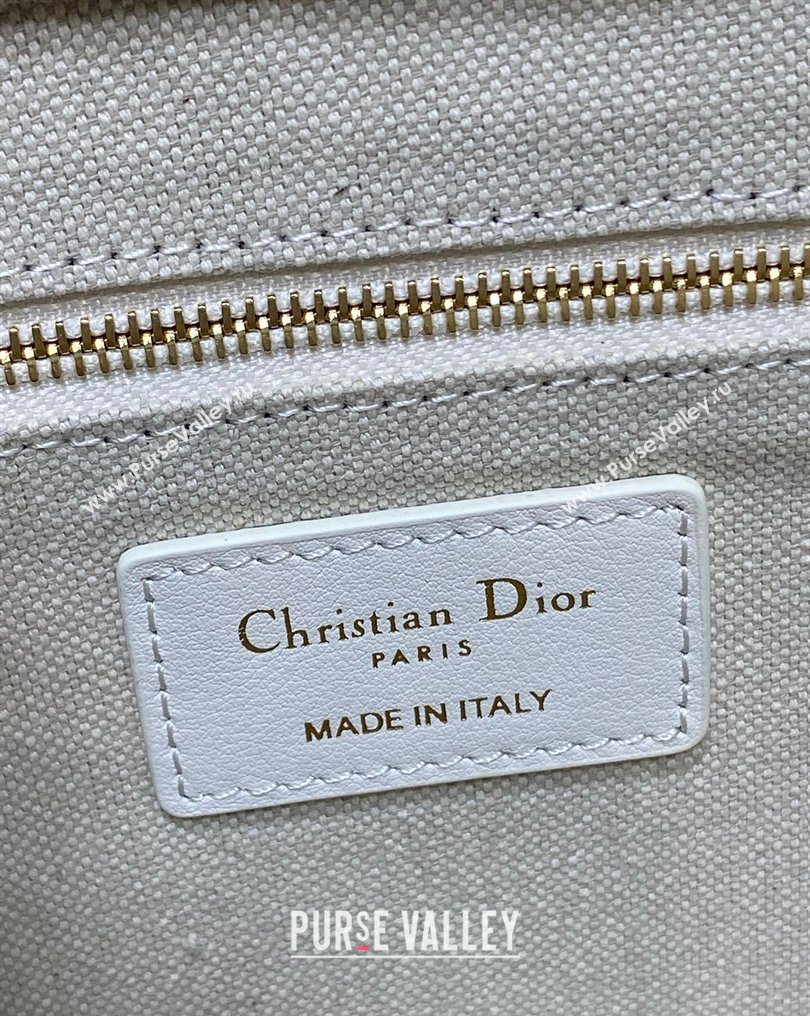 Dior Small Book Tote Bag in Multicolor Roses Embroidery and Latte White Calfskin 2026 0125 (XXG-260126087)