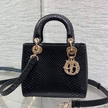 Dior Small Lady Dior Bag in Snakeskin Leather Black 2026 DR012606 (XXG-260126041)
