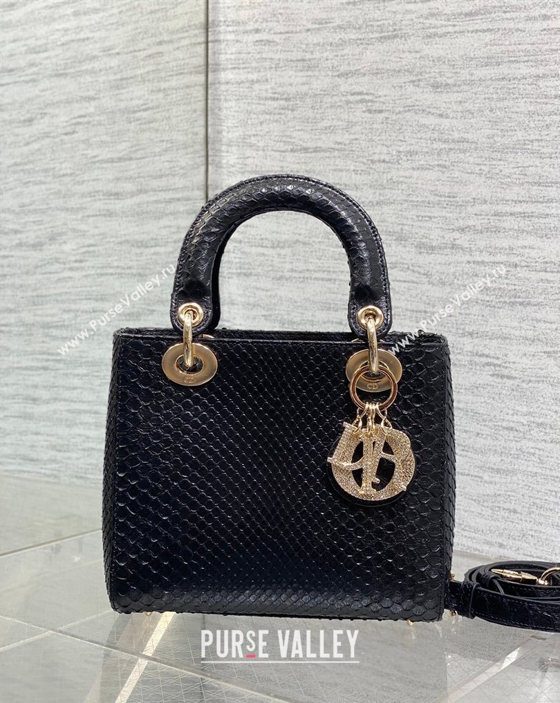 Dior Small Lady Dior Bag in Snakeskin Leather Black 2026 DR012606 (XXG-260126041)