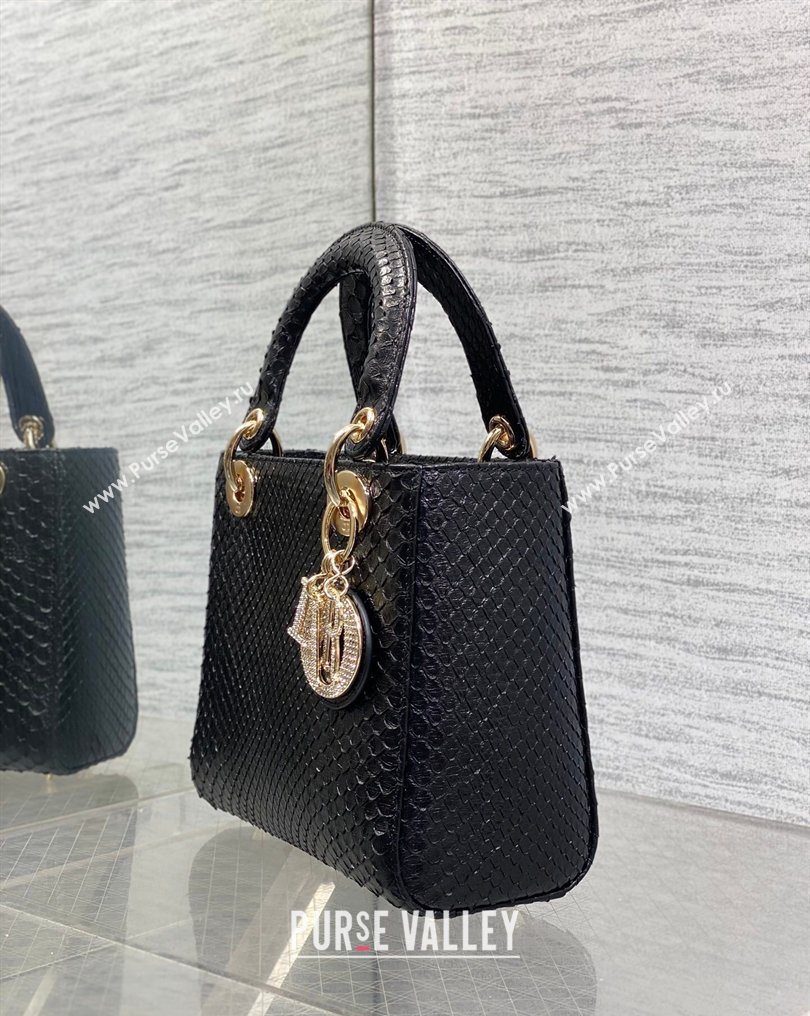 Dior Small Lady Dior Bag in Snakeskin Leather Black 2026 DR012606 (XXG-260126041)