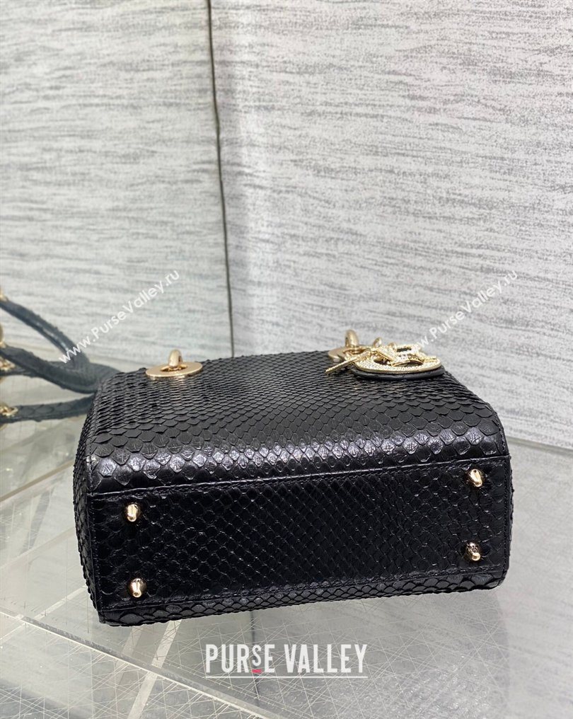 Dior Small Lady Dior Bag in Snakeskin Leather Black 2026 DR012606 (XXG-260126041)