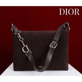 Dior Suede Large Shoulder Bag Dark Brown/Gold 2026 L114144 (XXG-260124029)