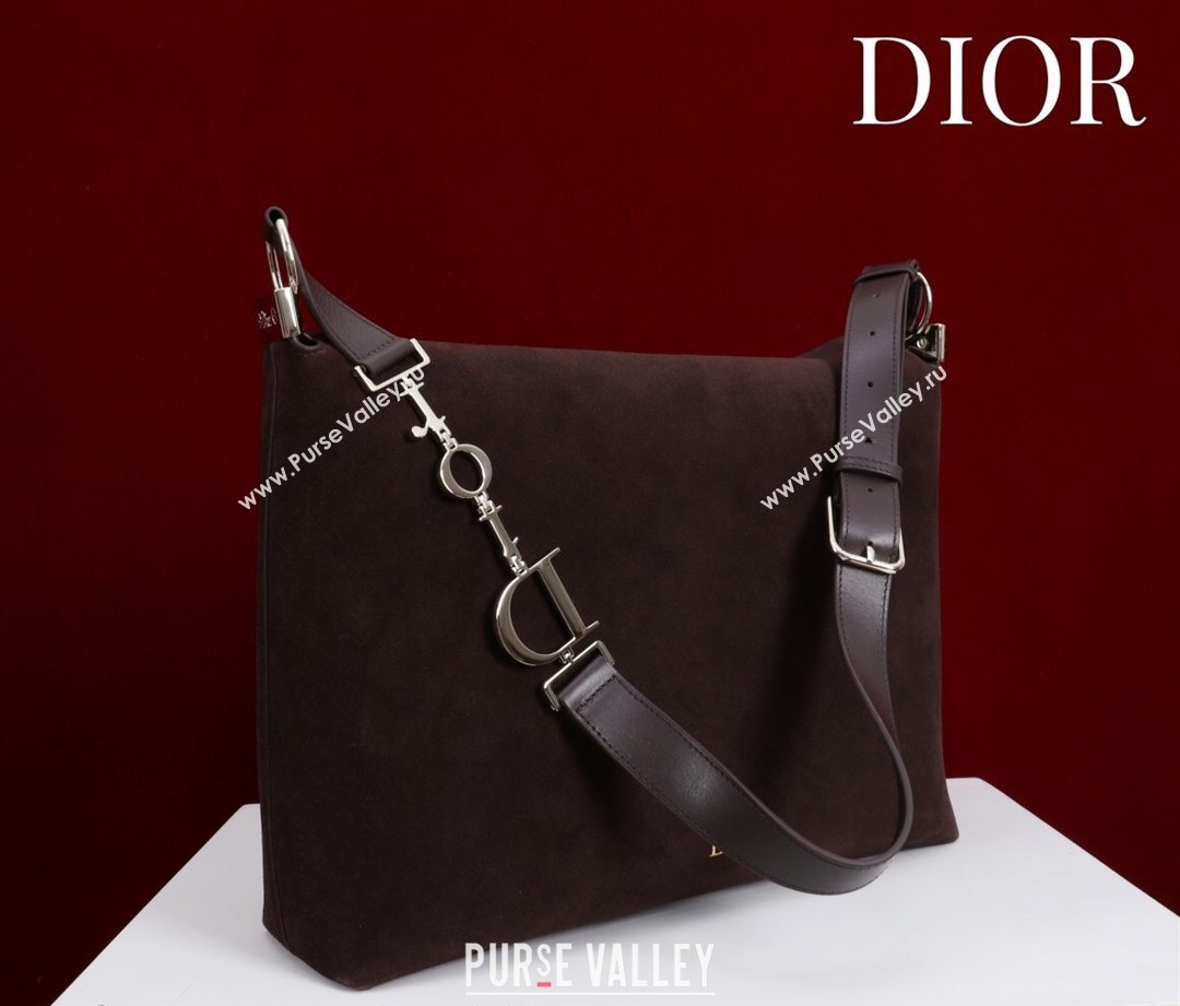Dior Suede Large Shoulder Bag Dark Brown/Gold 2026 L114144 (XXG-260124029)