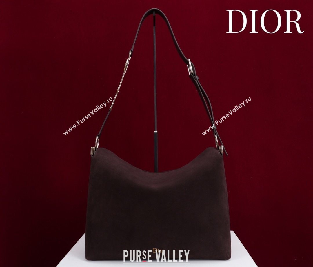 Dior Suede Large Shoulder Bag Dark Brown/Gold 2026 L114144 (XXG-260124029)