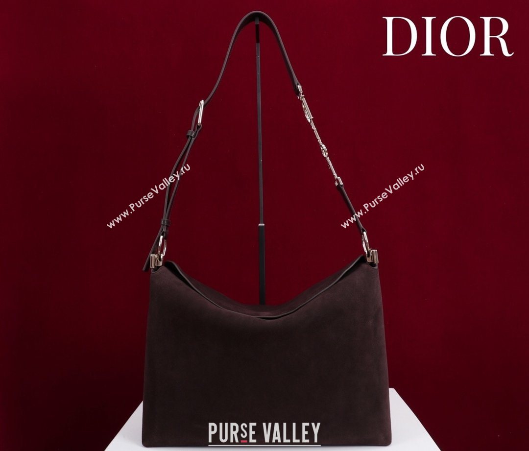 Dior Suede Large Shoulder Bag Dark Brown/Gold 2026 L114144 (XXG-260124029)
