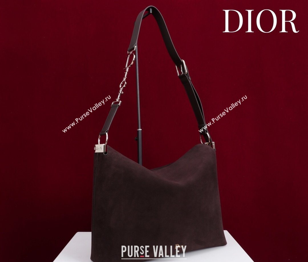Dior Suede Large Shoulder Bag Dark Brown/Gold 2026 L114144 (XXG-260124029)