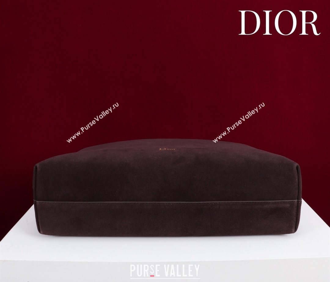 Dior Suede Large Shoulder Bag Dark Brown/Gold 2026 L114144 (XXG-260124029)