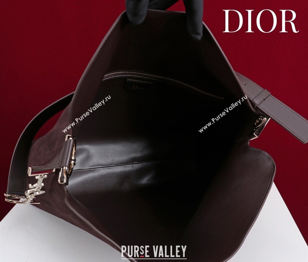 Dior Suede Large Shoulder Bag Dark Brown/Gold 2026 L114144 (XXG-260124029)