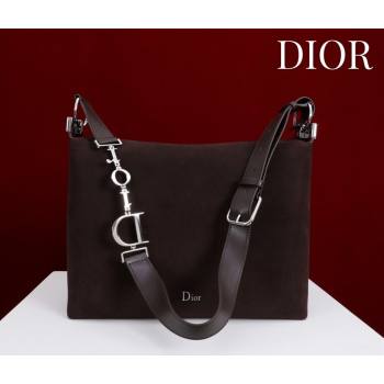 Dior Suede Large Shoulder Bag Dark Brown/Silver 2026 L114144 (XXG-260124030)