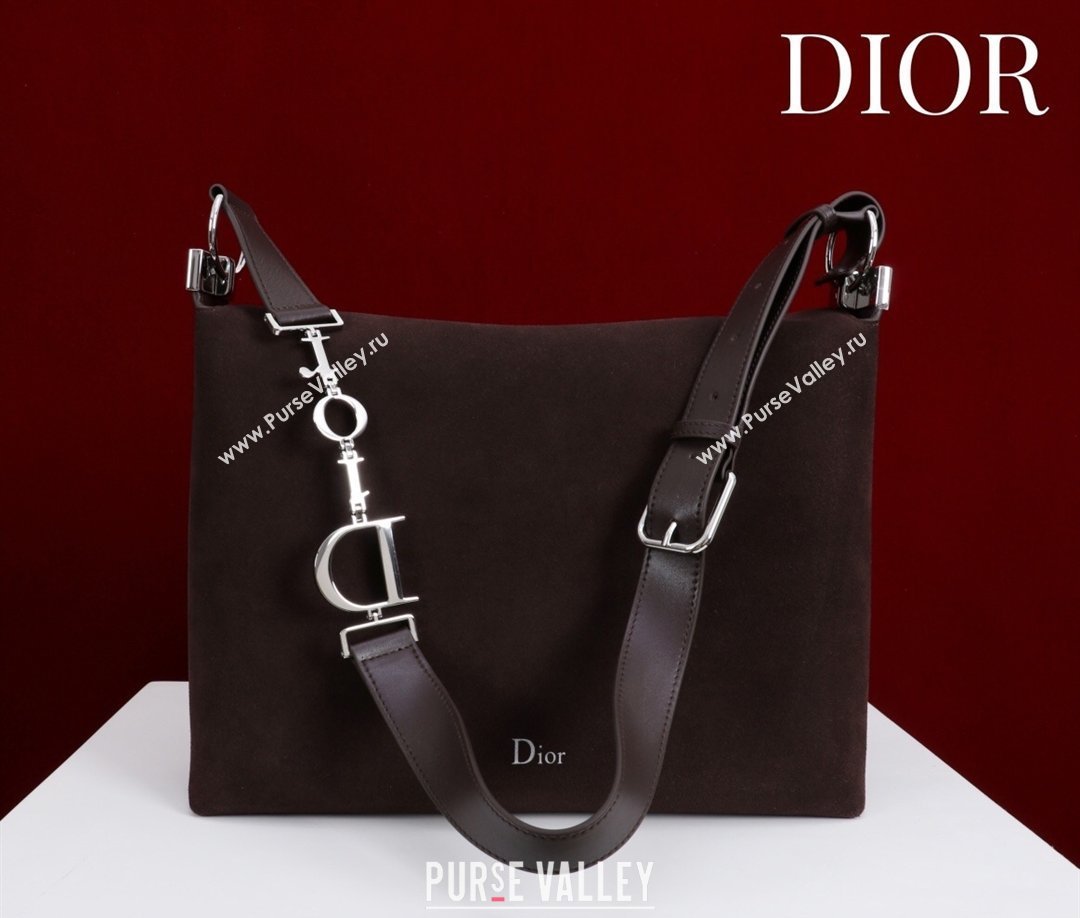 Dior Suede Large Shoulder Bag Dark Brown/Silver 2026 L114144 (XXG-260124030)