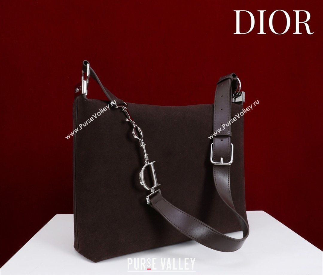 Dior Suede Large Shoulder Bag Dark Brown/Silver 2026 L114144 (XXG-260124030)