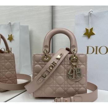 Dior Small Lady Dior My ABCDior Bag in Cannage Lambskin Leather with Strass Charm Pale Pink 2026 0126 (XXG-260126054)