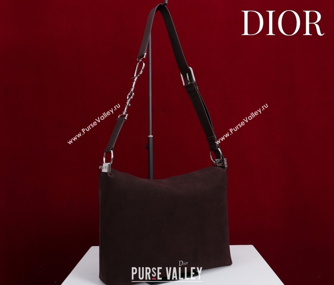 Dior Suede Large Shoulder Bag Dark Brown/Silver 2026 L114144 (XXG-260124030)