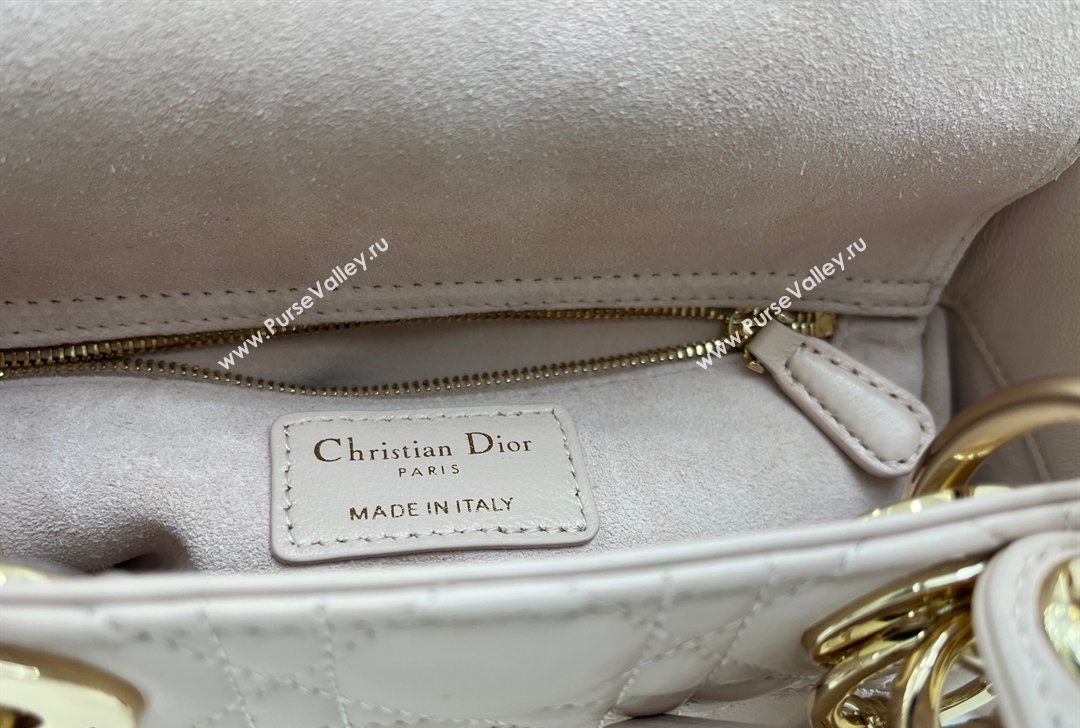 Dior Small Lady Dior My ABCDior Bag in Cannage Lambskin Leather with Strass Charm Pale Pink 2026 0126 (XXG-260126054)