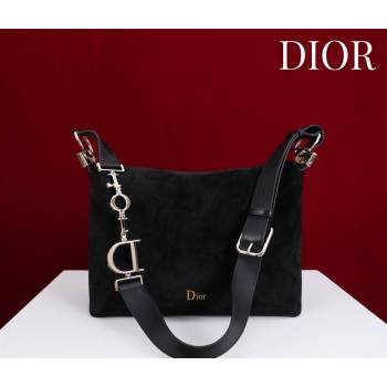 Dior Suede Small Shoulder Bag Black/Gold 2026 S1411 (XXG-260124003)