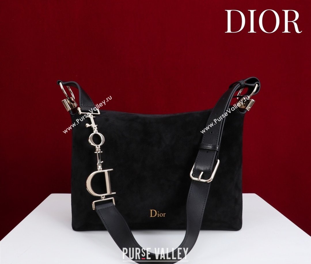 Dior Suede Small Shoulder Bag Black/Gold 2026 S1411 (XXG-260124003)