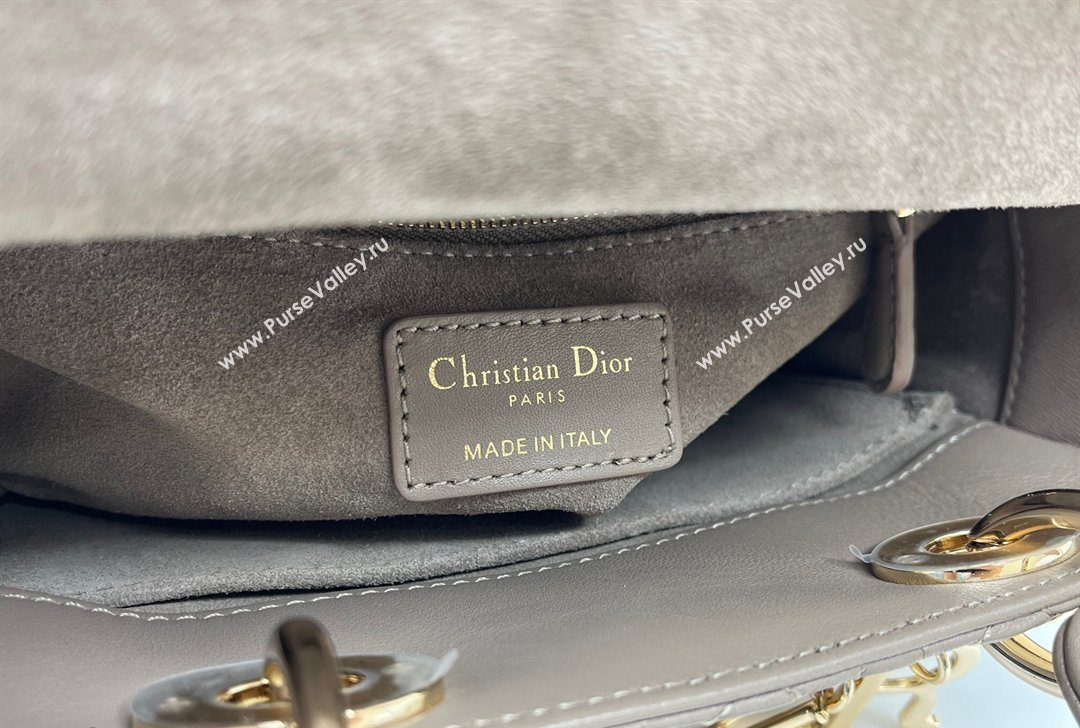 Dior Small Lady Dior My ABCDior Bag in Cannage Lambskin Leather with Strass Charm Dark Grey 2026 0126 (XXG-260126058)