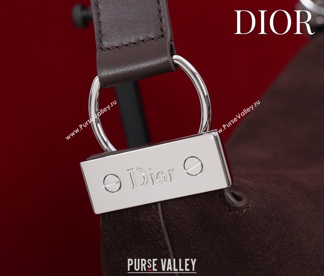 Dior Suede Large Shoulder Bag Dark Brown/Silver 2026 L114144 (XXG-260124030)