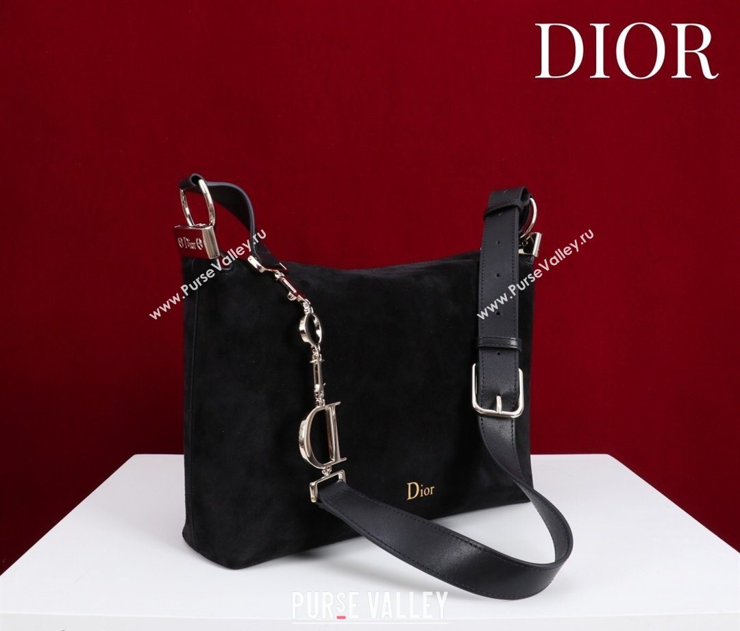 Dior Suede Small Shoulder Bag Black/Gold 2026 S1411 (XXG-260124003)