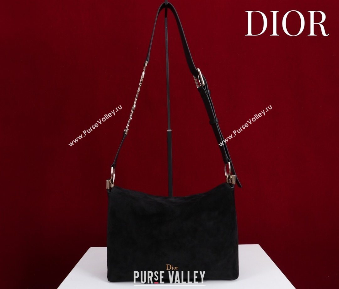 Dior Suede Small Shoulder Bag Black/Gold 2026 S1411 (XXG-260124003)