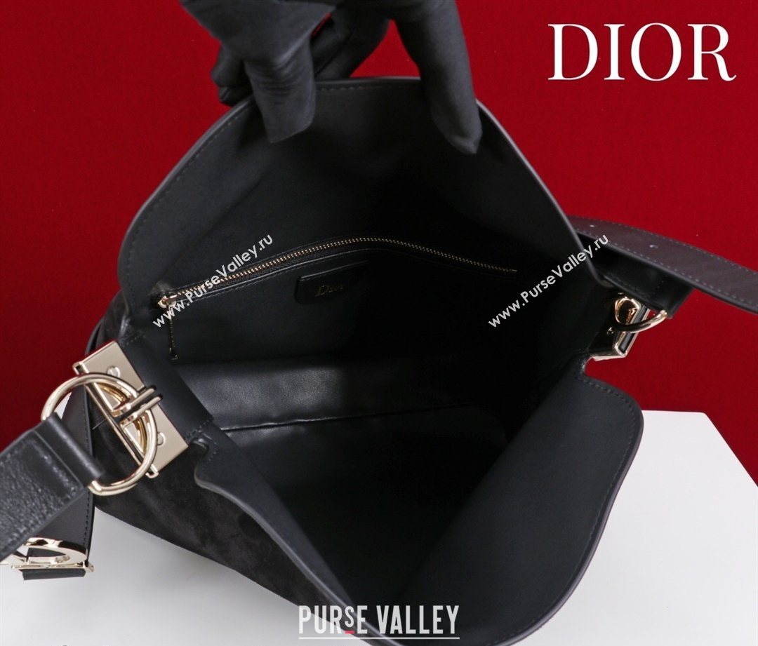 Dior Suede Small Shoulder Bag Black/Gold 2026 S1411 (XXG-260124003)