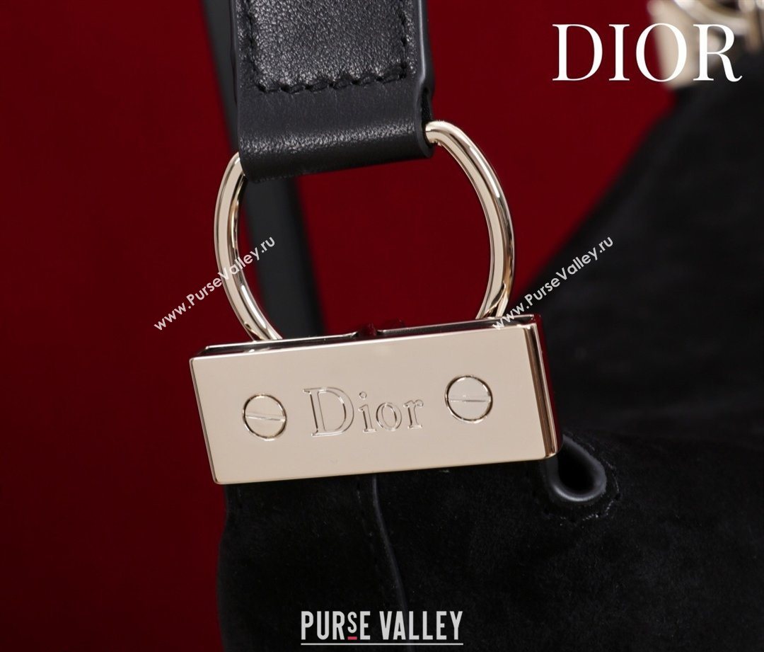 Dior Suede Small Shoulder Bag Black/Gold 2026 S1411 (XXG-260124003)