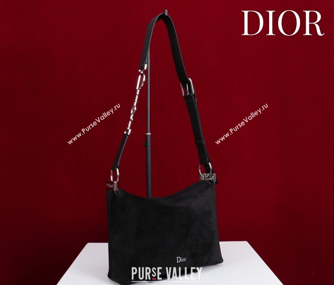 Dior Suede Small Shoulder Bag Black/Silver 2026 S1411 (XXG-260124004)
