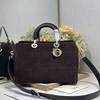 Dior Lady Dior Large Top Handle Bag in Cannage Suede Coffee 2026 1441L (BF-260124057)