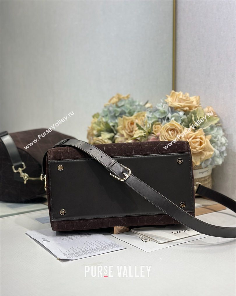 Dior Lady Dior Large Top Handle Bag in Cannage Suede Coffee 2026 1441L (BF-260124057)