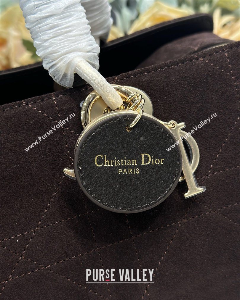 Dior Lady Dior Large Top Handle Bag in Cannage Suede Coffee 2026 1441L (BF-260124057)