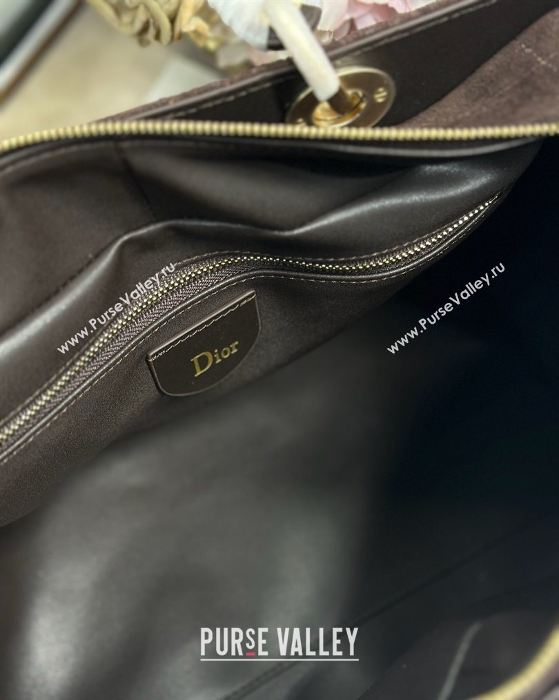 Dior Lady Dior Large Top Handle Bag in Cannage Suede Coffee 2026 1441L (BF-260124057)