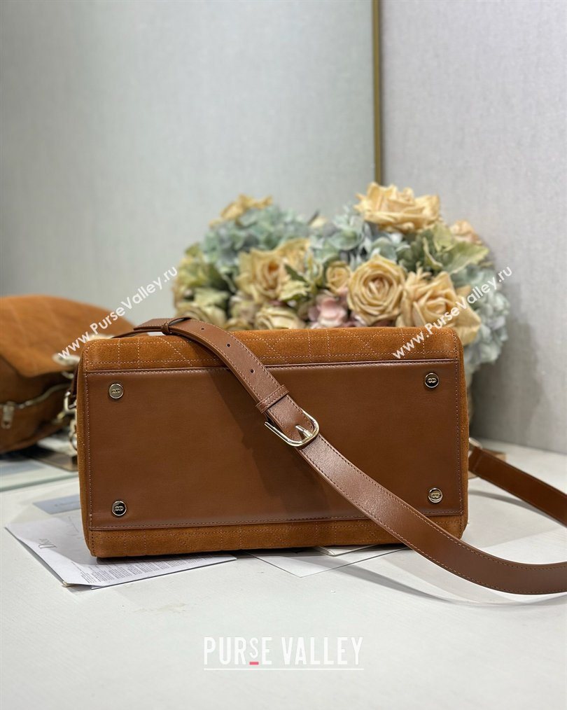 Dior Lady Dior Large Top Handle Bag in Cannage Suede Brown 2026 1441L (BF-260124058)