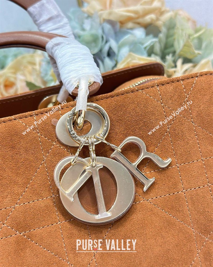 Dior Lady Dior Large Top Handle Bag in Cannage Suede Brown 2026 1441L (BF-260124058)
